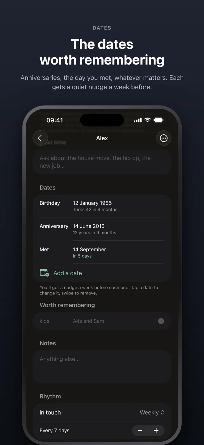 Dates worth remembering, each with a quiet nudge a week before