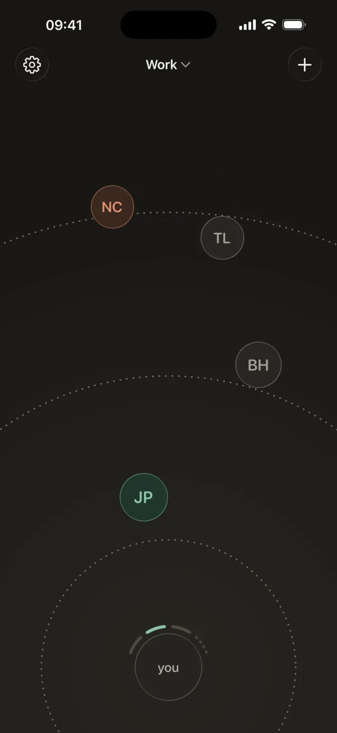 Swiping sideways to spin to the next group